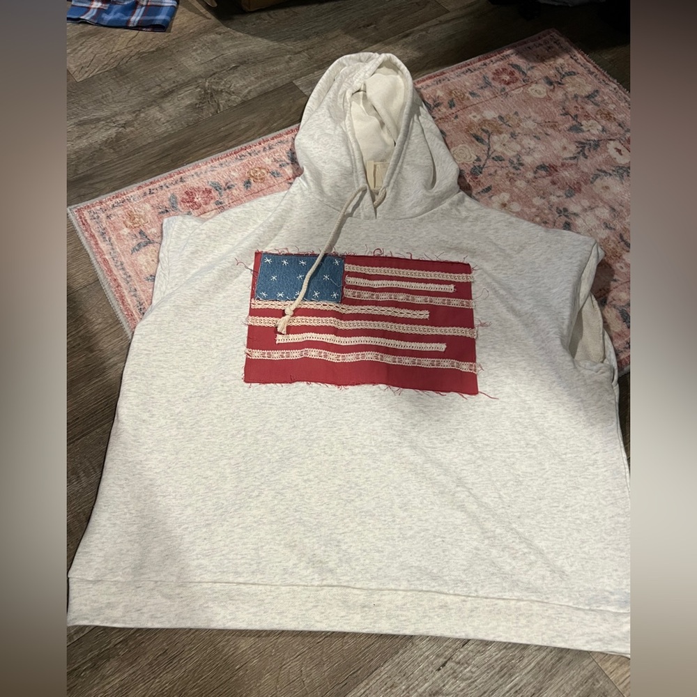 Fantastic fawn‎ Gray Hoodie with American Flag Design